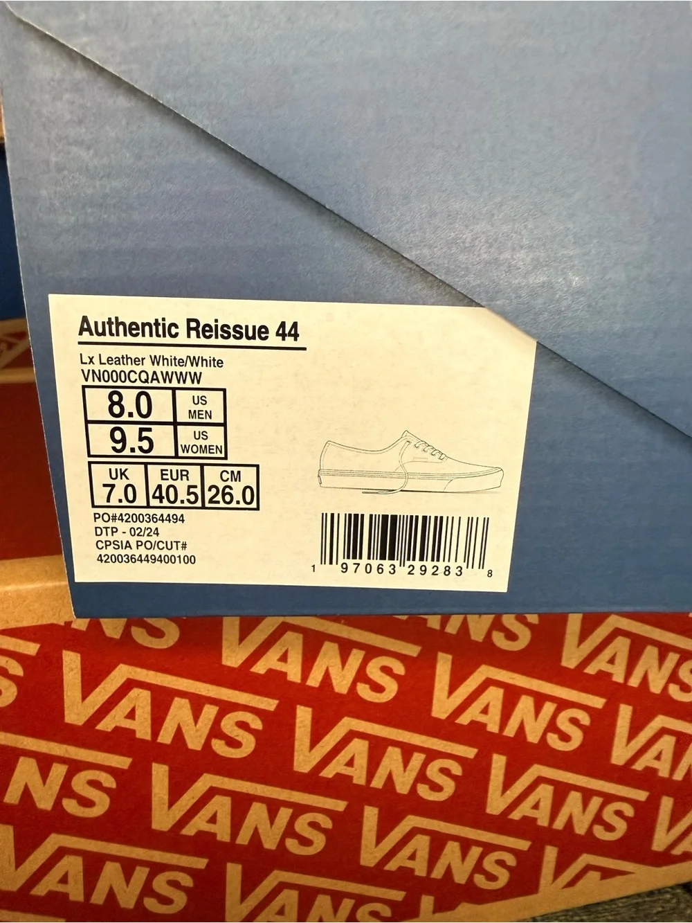 Vans Authentic Reissue 44 Classic White Leather Sneakers Men 8/Women 9.5